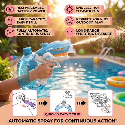 Electric Shark Water Gun for Kids – Fully Automatic Water Blaster for Hot Summer Fun