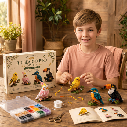 3D Beaded Animal Craft Kit – DIY Mini Bead Art Set for Beginners