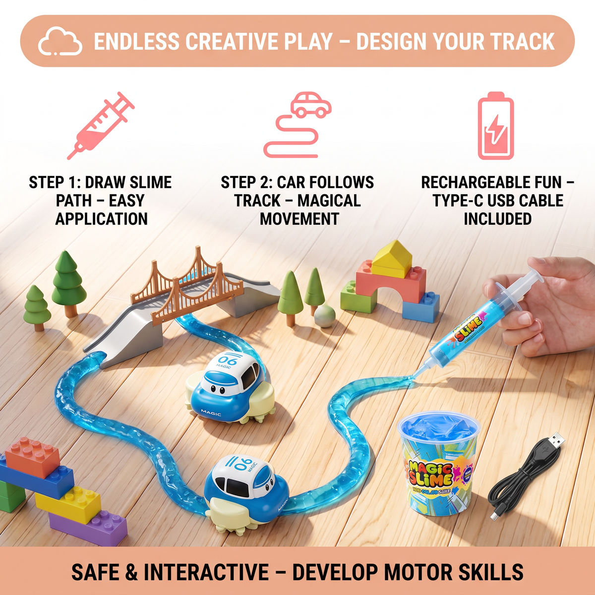 Magic Slime Race Track Set – DIY Electric Car Adventure