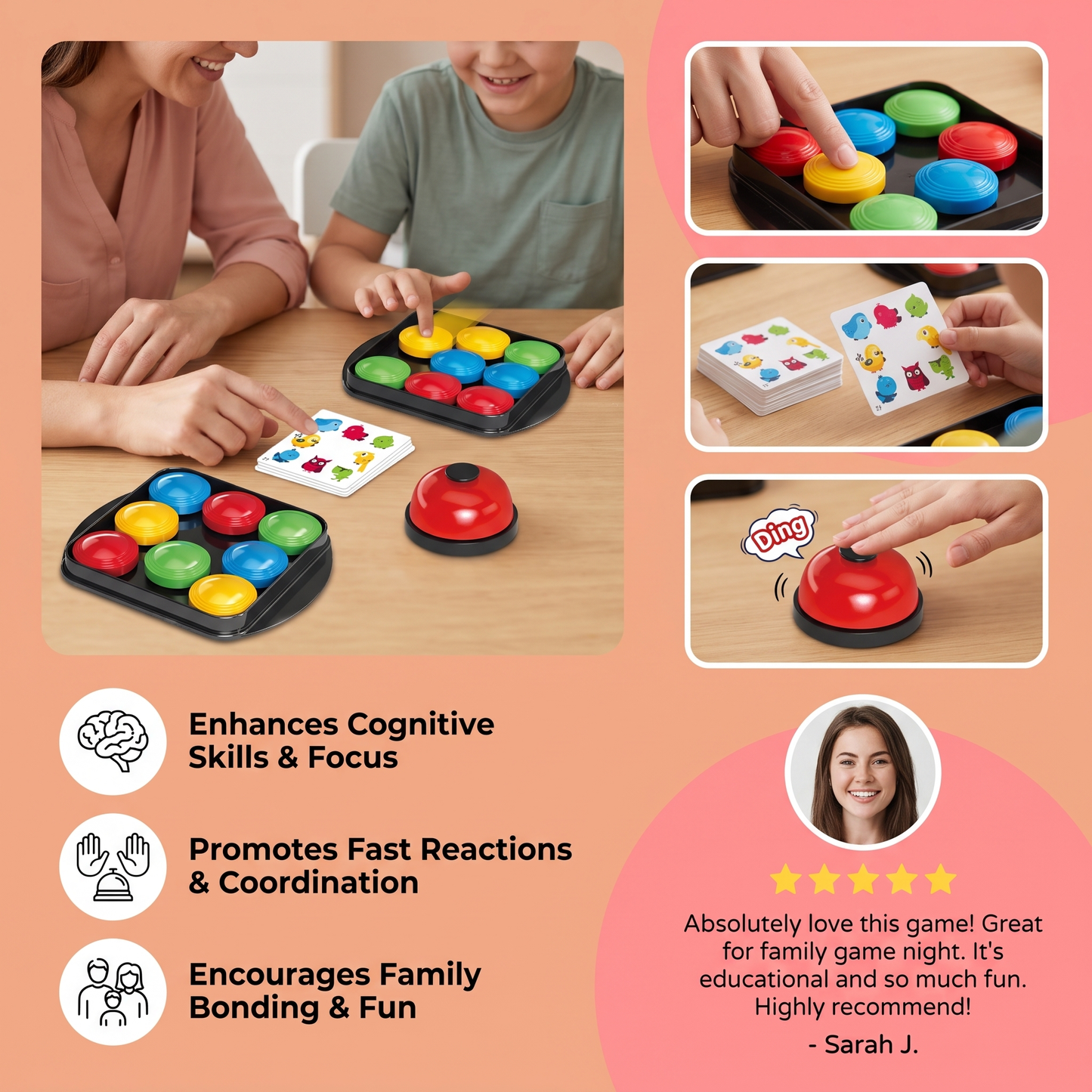 Educational Color Pattern Match Family Bell Game