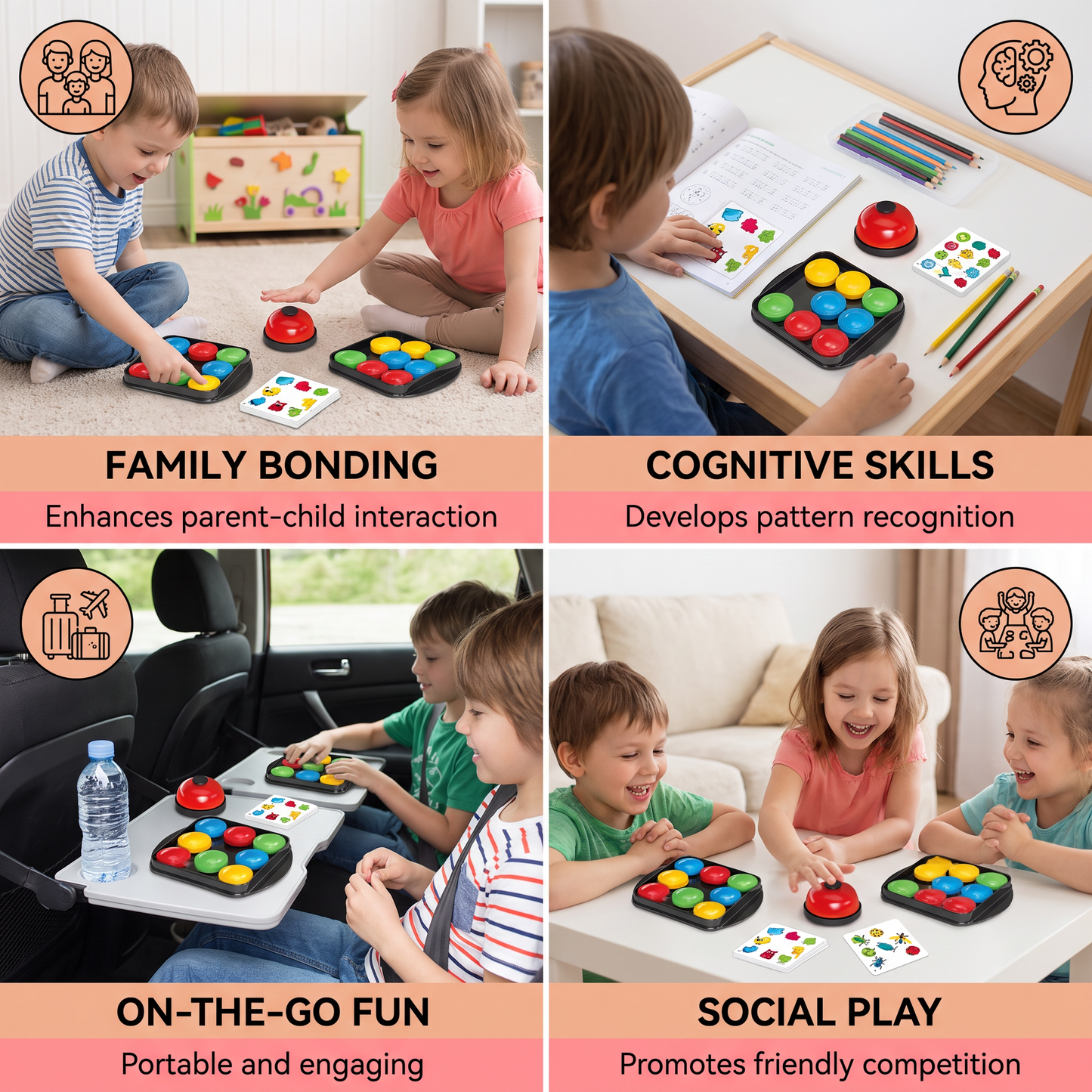Educational Color Pattern Match Family Bell Game