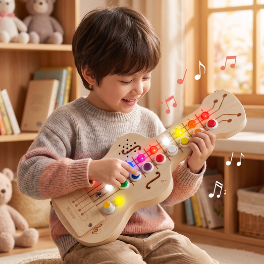 Wooden Light & Sound Guitar Busy Board
