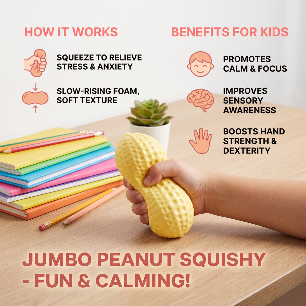 Jumbo Peanut Squishy Stress Toy