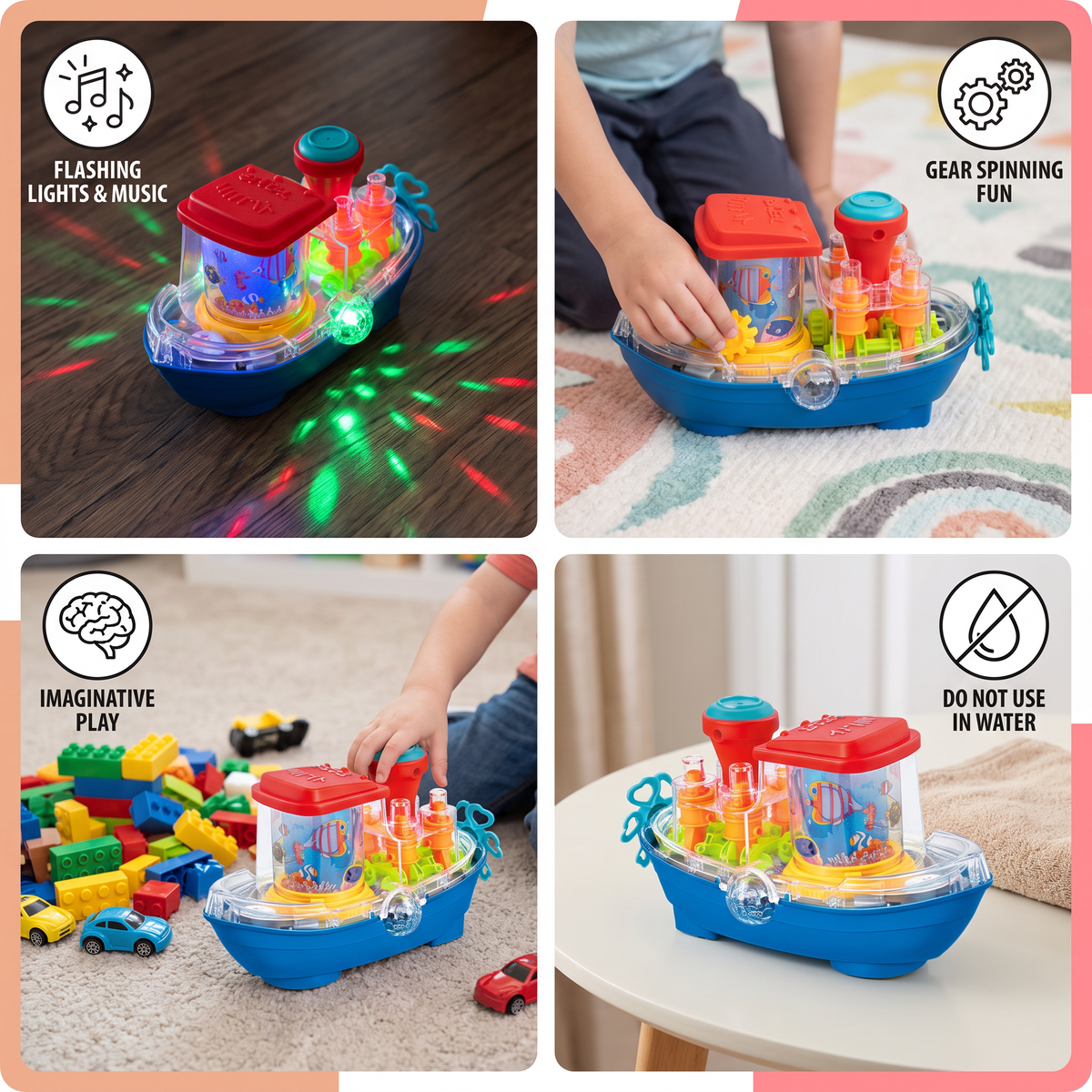 Light-Up Gear Boat – Musical Electric Toy Boat for Kids
