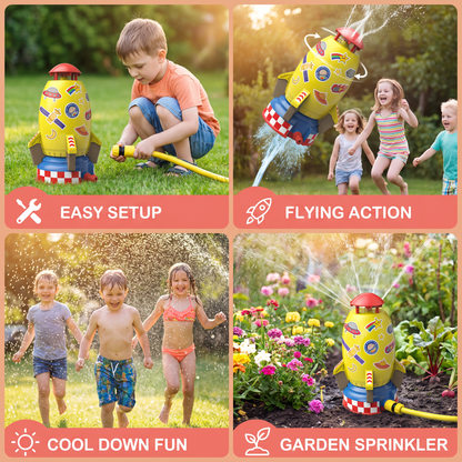 Flying Rocket Water Sprinkler Outdoor Toy for Kids