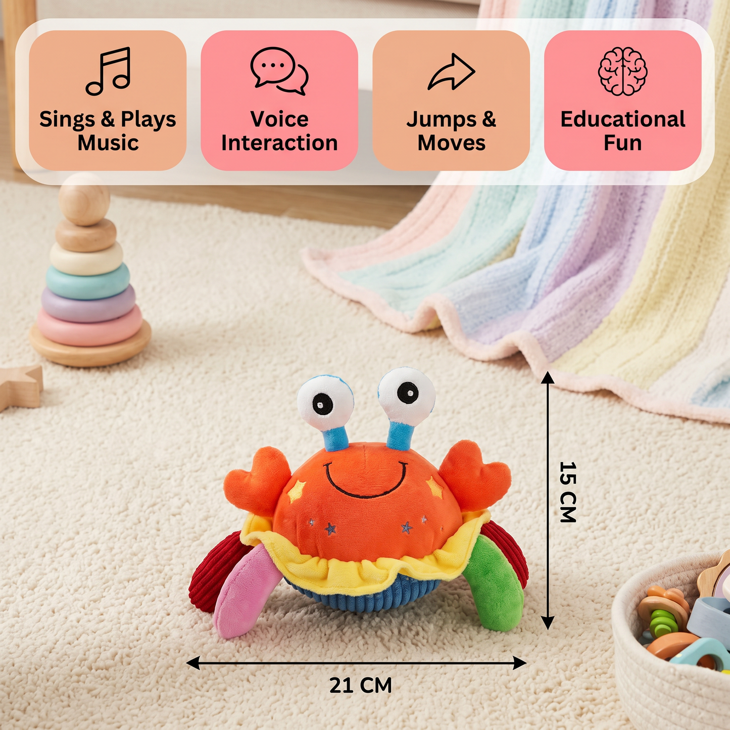 Interactive Musical Crab with Voice Function – Moving Educational Toy for Babies