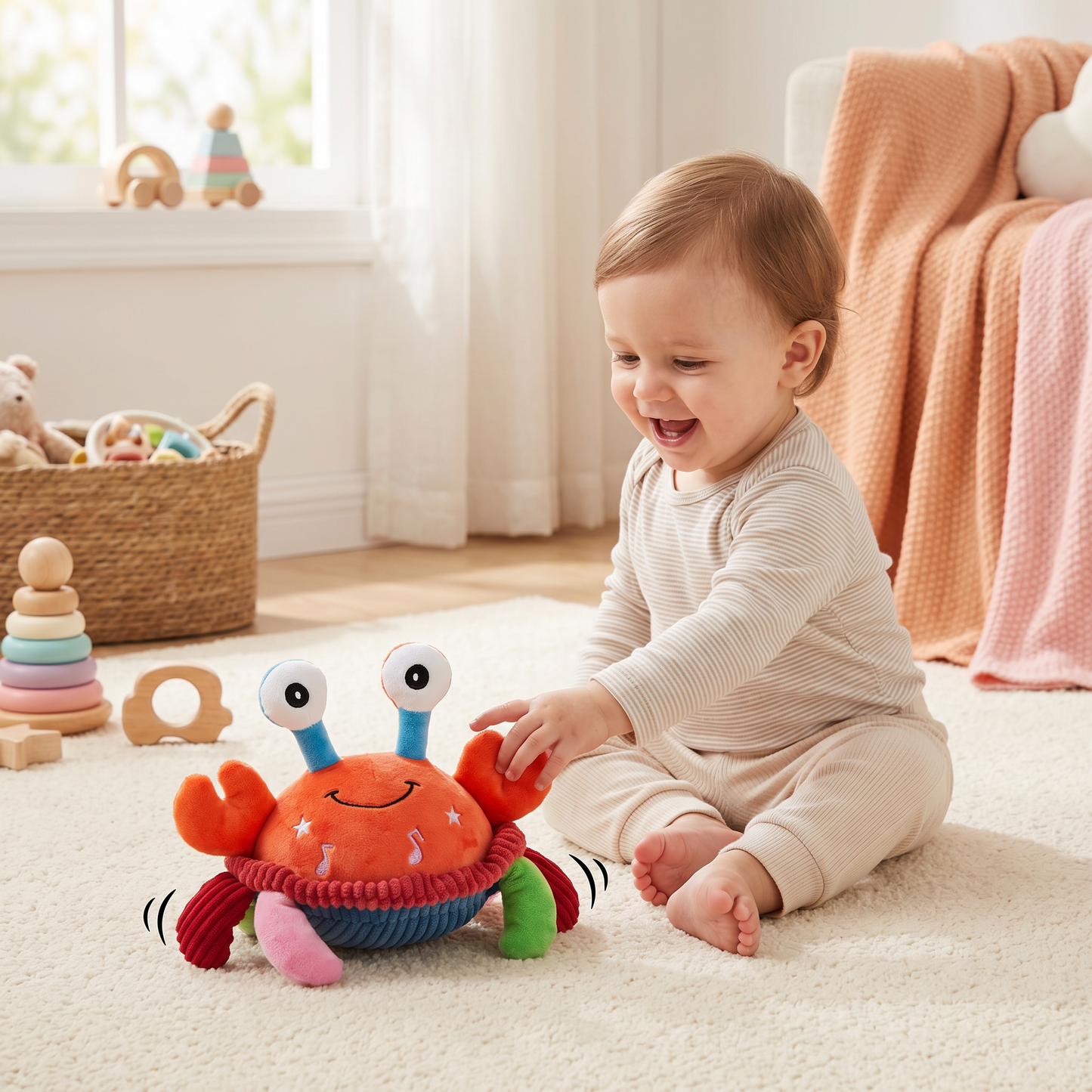 Interactive Musical Crab with Voice Function – Moving Educational Toy for Babies