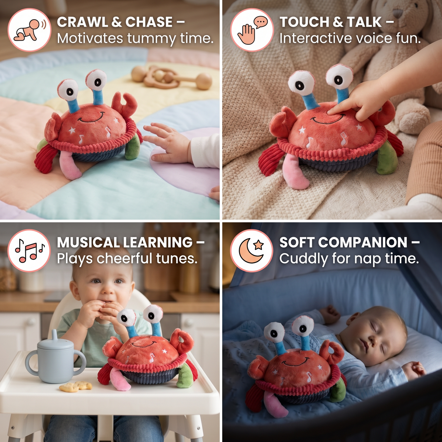 Interactive Musical Crab with Voice Function – Moving Educational Toy for Babies