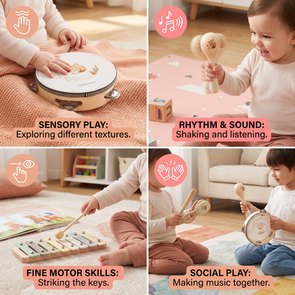 Montessori Wooden Musical Instruments Set for Babies – Sensory Learning Toy