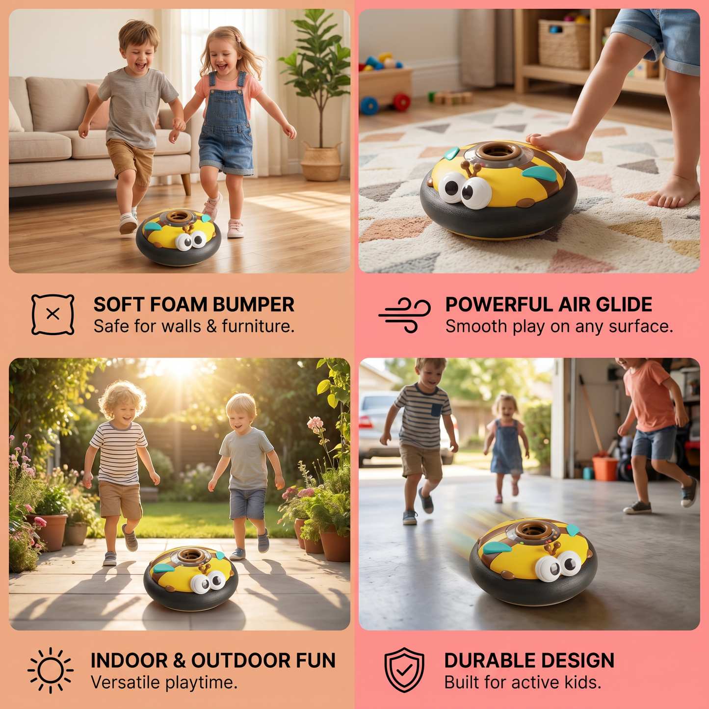 Cute Floating Air Soccer Ball with Soft Foam Bumper