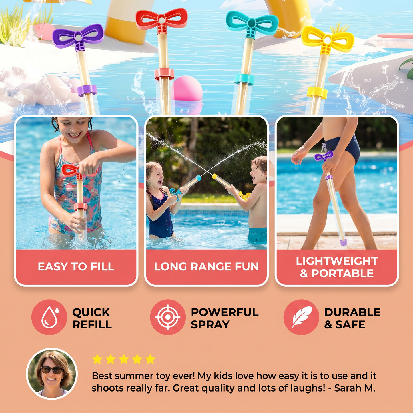 Kids Water Spray Blaster – Handheld Pull Spray Toy for Outdoor Fun