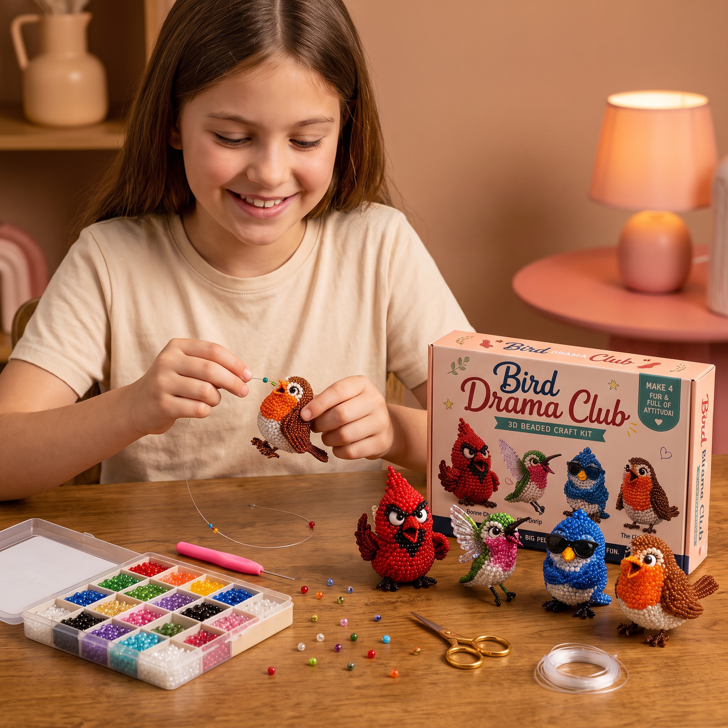 3D Beaded Animal Craft Kit – DIY Mini Bead Art Set for Beginners