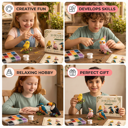 3D Beaded Animal Craft Kit – DIY Mini Bead Art Set for Beginners