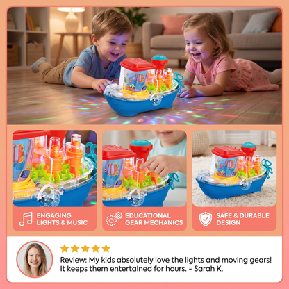 Light-Up Gear Boat – Musical Electric Toy Boat for Kids
