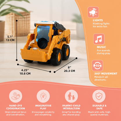 Interactive Light-Up Construction Bulldozer with Ball Launcher for Kids