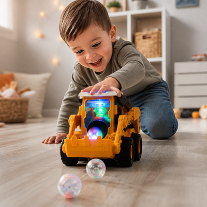Interactive Light-Up Construction Bulldozer with Ball Launcher for Kids