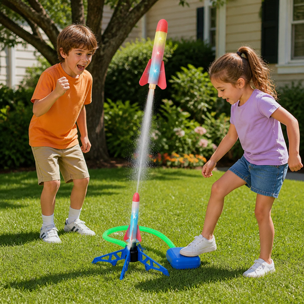 Safe & Soft Kids Rocket Launcher- Lightning Air-Powered Indoor Fun