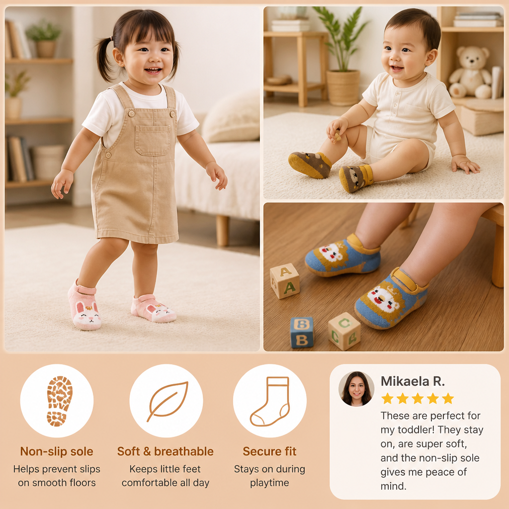 Non-Slip Cartoon Sock Shoes for Babies & Toddlers