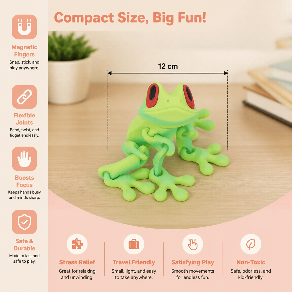 3D Printed Magnetic Flexible Frog Fidget Toy