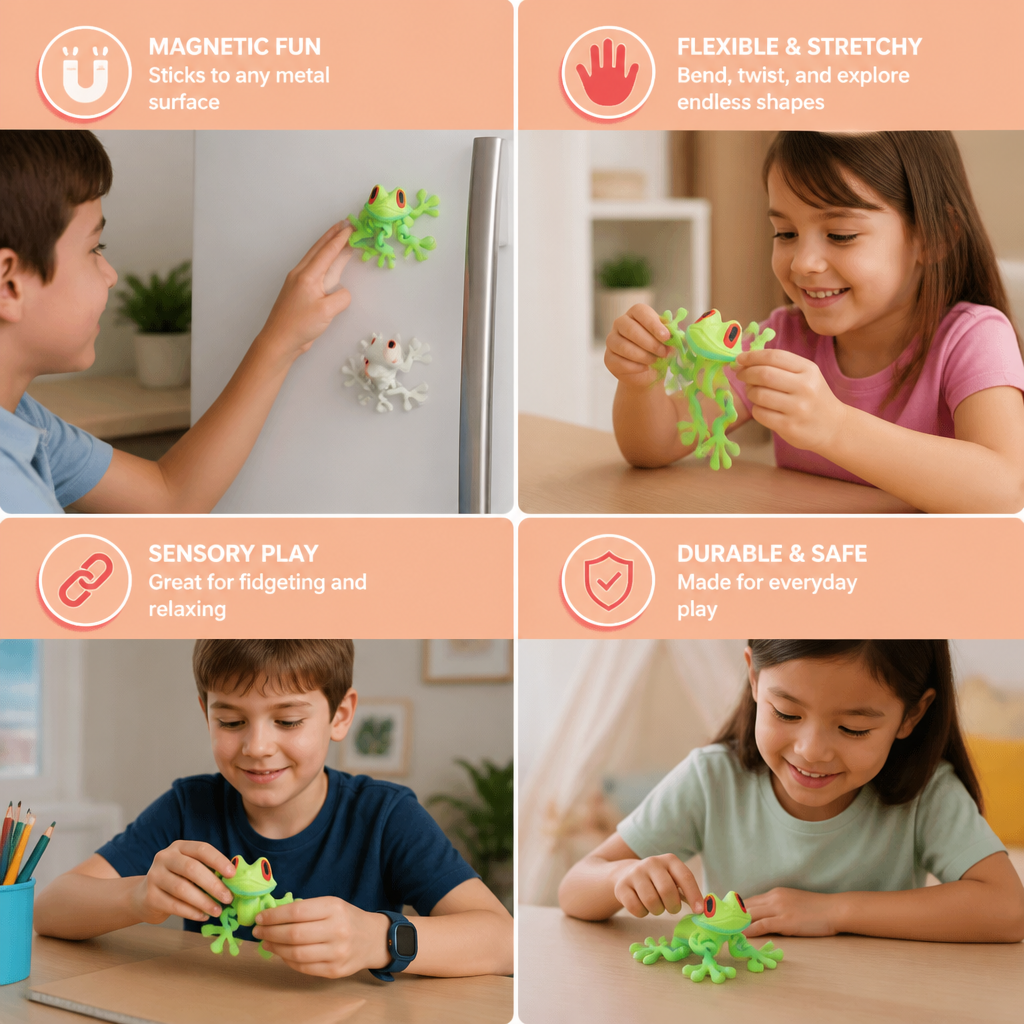 3D Printed Magnetic Flexible Frog Fidget Toy