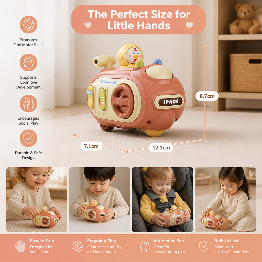 5-in-1 Press & Go Busy Car Toy for Fine Motor Skills Development
