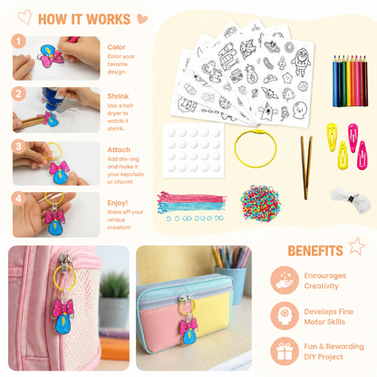 DIY Shrink Art Keychain & Charm Making Kit for Kids