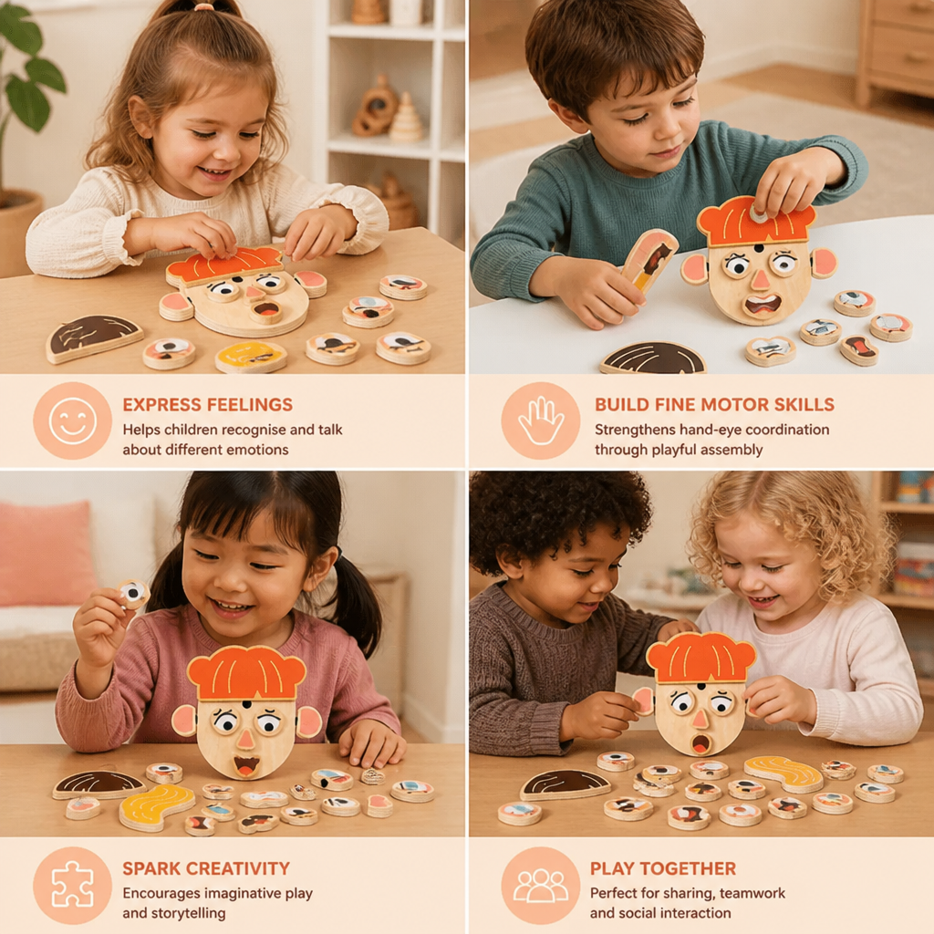 Wooden Facial Expressions & Emotions Learning Toy for Kids