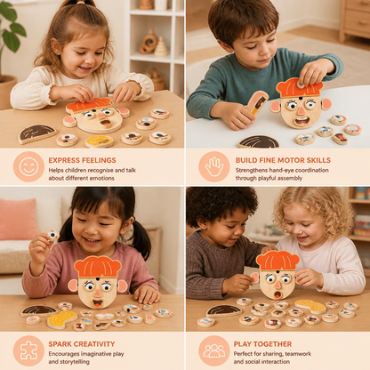 Wooden Facial Expressions & Emotions Learning Toy for Kids