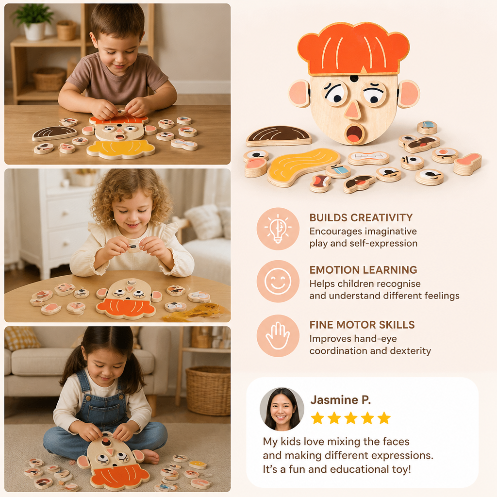Wooden Facial Expressions & Emotions Learning Toy for Kids