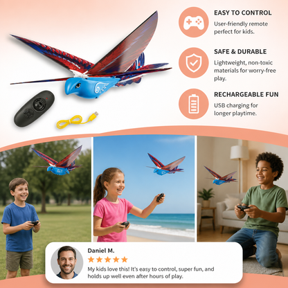 Remote Control Flapping-Wing Flying Bird Toy for Kids