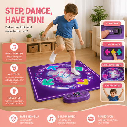 Interactive Musical Dance Mat with LED Lights for Kids