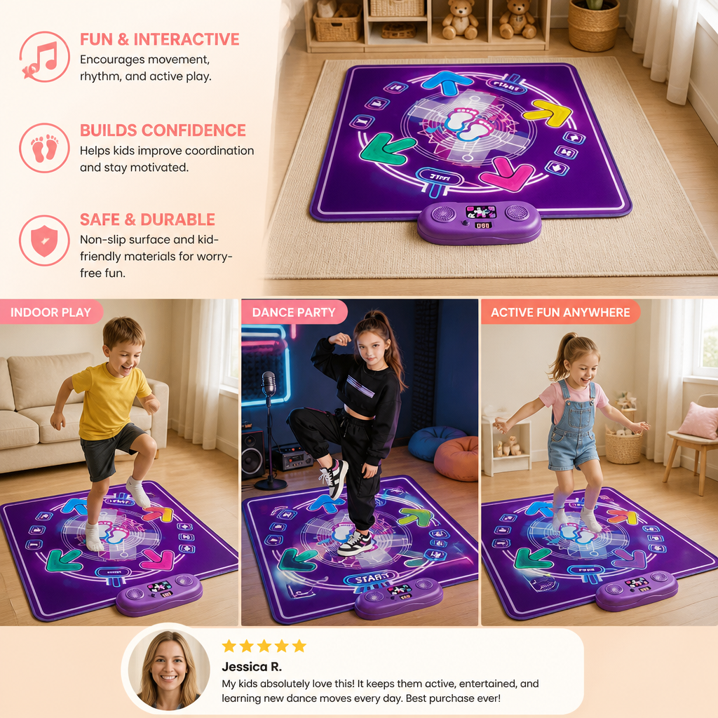 Interactive Musical Dance Mat with LED Lights for Kids