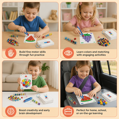 Montessori Pom-Pom Color & Numbers Learning Game for Fine Motor Skills