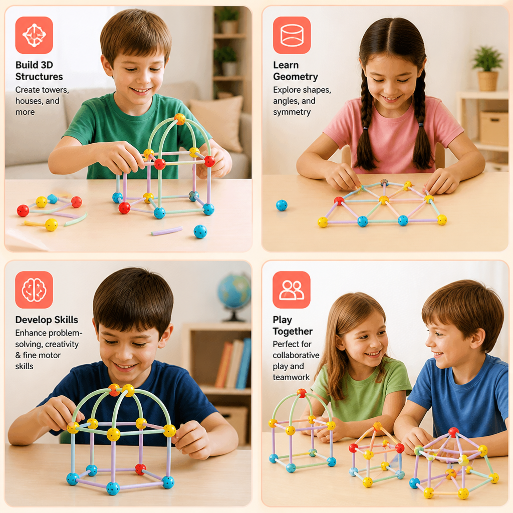 3D Geometry Building Kit – Educational Construction & Spatial Learning Toy
