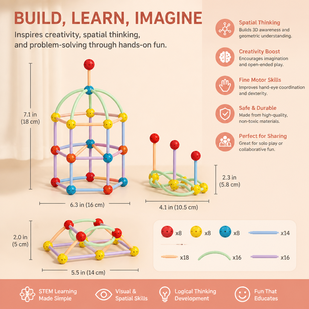 3D Geometry Building Kit – Educational Construction & Spatial Learning Toy
