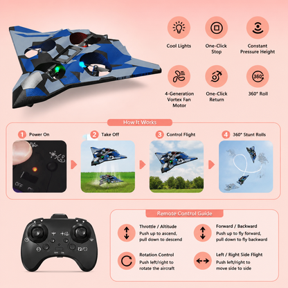 Durable Foam RC Fighter Plane with Altitude Hold & 360° Stunt Rolls