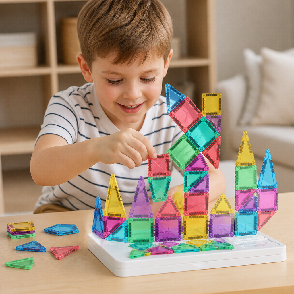 Compact Magnetic Tiles – 40-Piece Montessori Travel Set