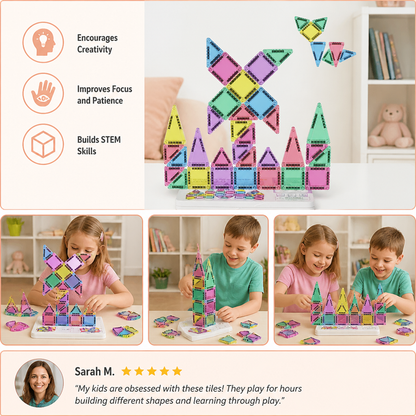 Compact Magnetic Tiles – 40-Piece Montessori Travel Set
