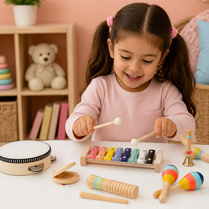 Wooden Musical Instrument Set – Montessori Percussion & Rhythm Learning Toys for Kids