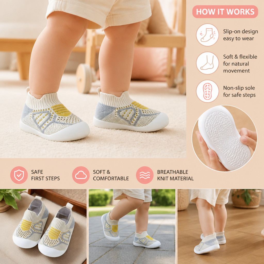 Soft Knit Anti-Slip Baby Sock Shoes for First Steps