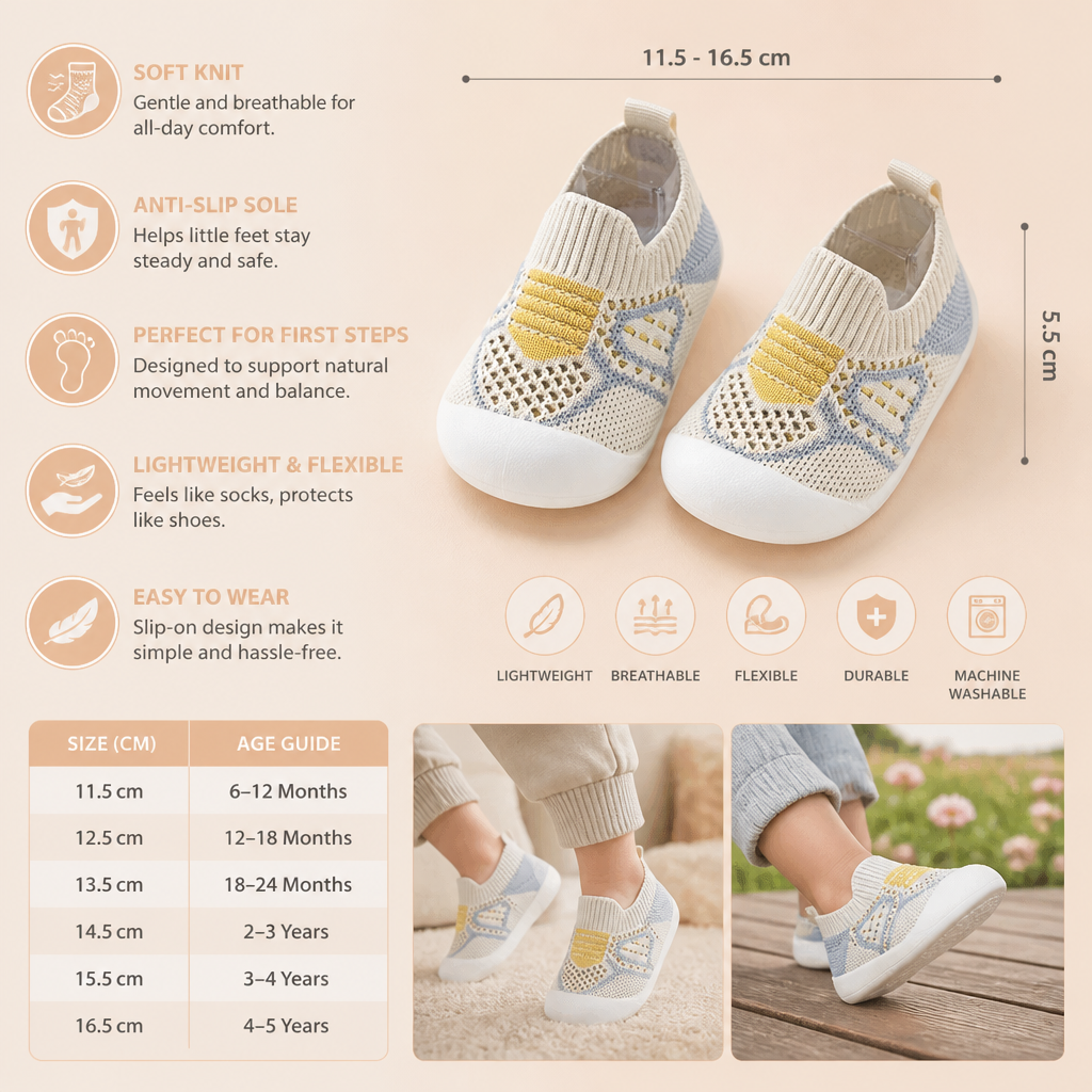 Soft Knit Anti-Slip Baby Sock Shoes for First Steps