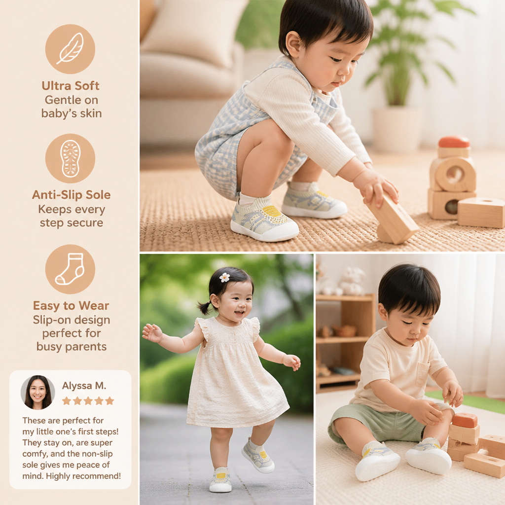 Soft Knit Anti-Slip Baby Sock Shoes for First Steps