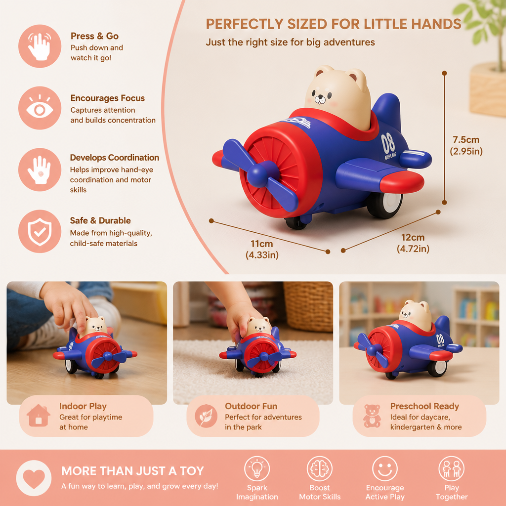 Press & Go Animal Airplane & Truck Toy for Kids