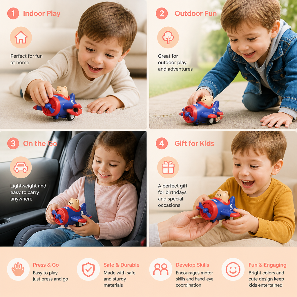 Press & Go Animal Airplane & Truck Toy for Kids