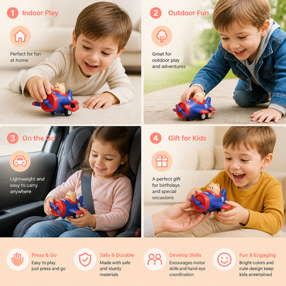 Press & Go Animal Airplane & Truck Toy for Kids