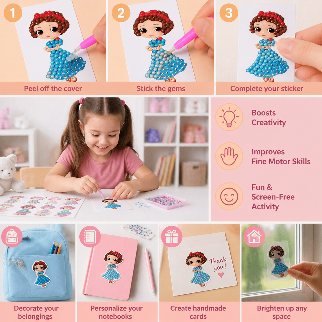 DIY Diamond Art Sticker Craft Kit for Kids
