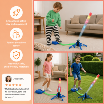 Safe & Soft Kids Rocket Launcher- Lightning Air-Powered Indoor Fun