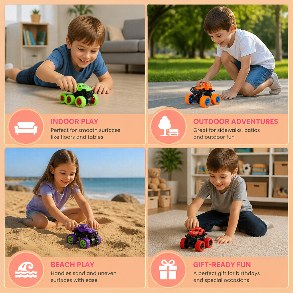 Friction-Powered Monster Truck Stunt Car for Kids