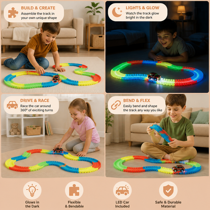 Glow-in-the-Dark Flexible Sand Race Track Set for Kids