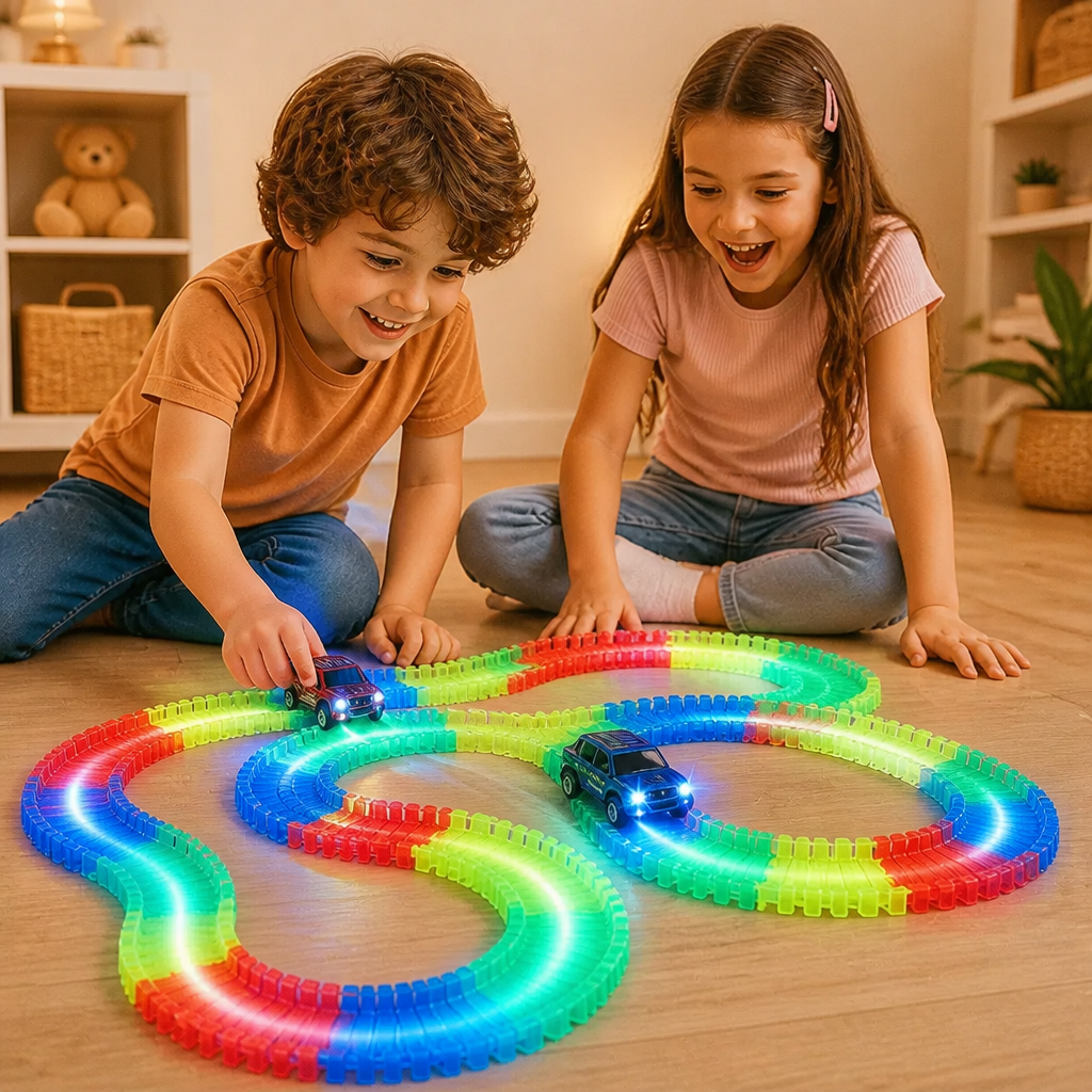 Glow-in-the-Dark Flexible Sand Race Track Set for Kids